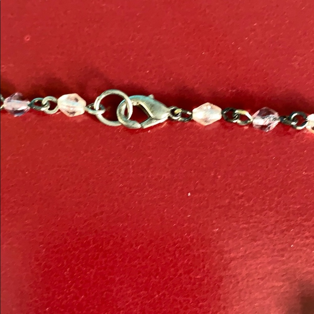 Necklace light pink see through beaded in chain - Picture 6 of 12